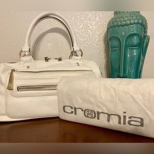 CROMIA Pure White Leather BAG PURSE SATCHEL - Brand NEW - GORGEOUS *TAKE A LOOK*
